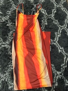 PrettyLittleThing Orange Ombré Cowl Neck Maxi Dress